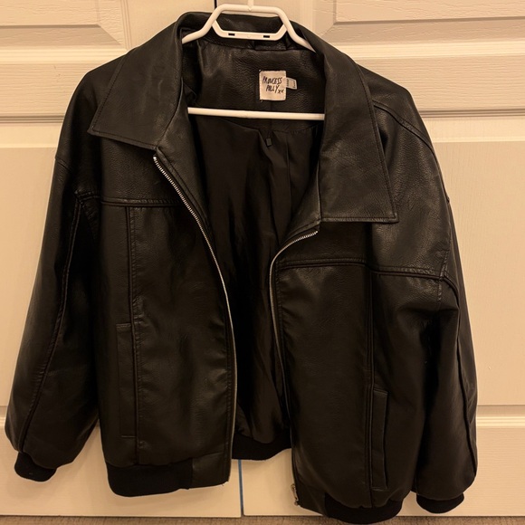 Princess Polly Goldsmith Faux Leather Bomber Jacket Black - Picture 7 of 7